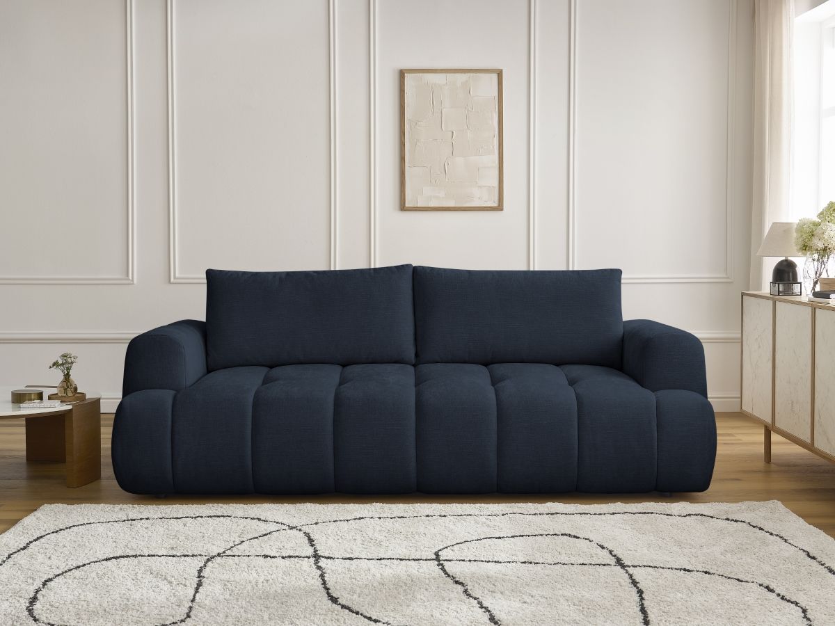 Canapé droit convertible 3 places FUJI lisse bleu foncé — vue 5