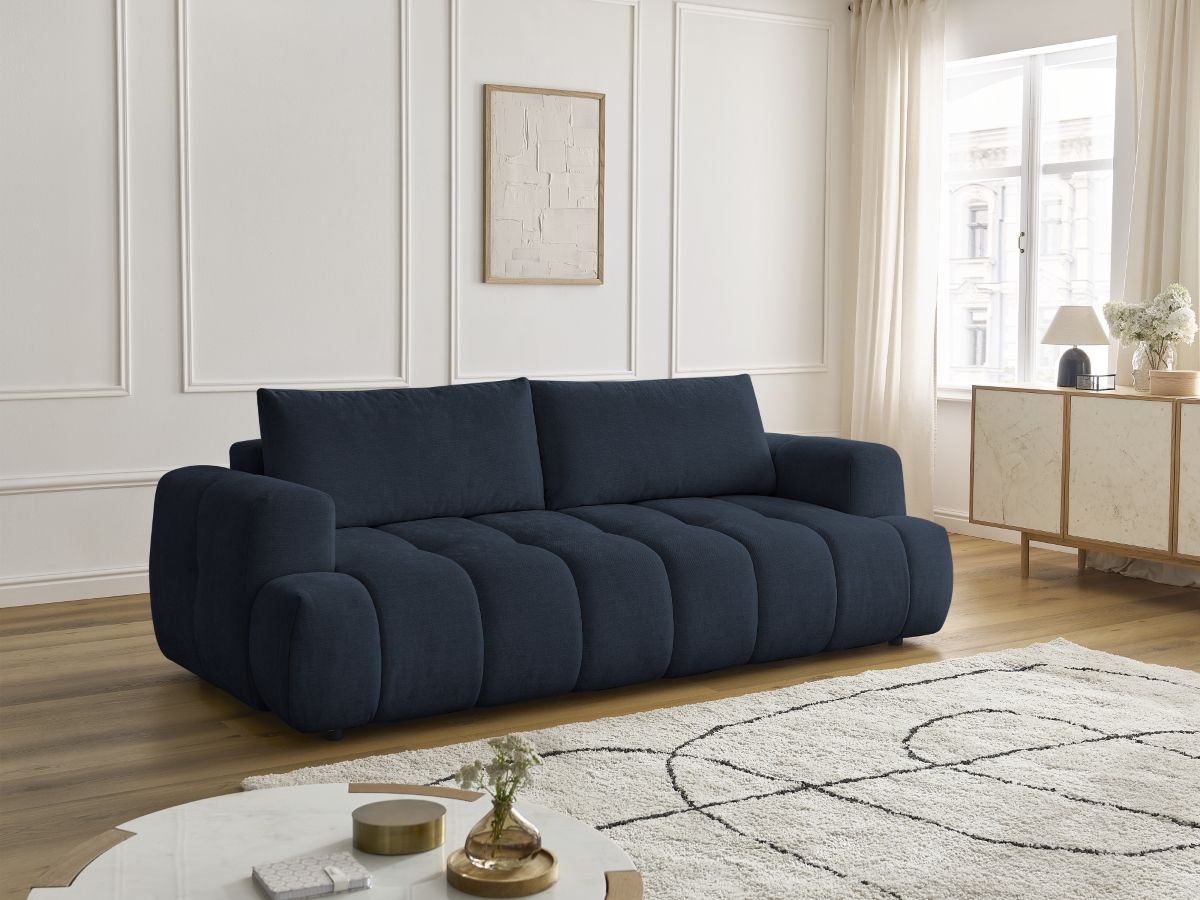 Canapé droit convertible 3 places FUJI tissu lisse