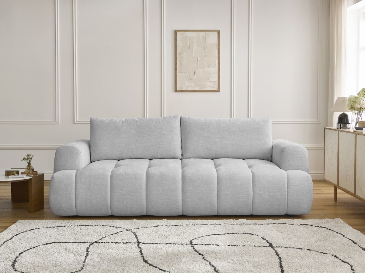Canapé droit convertible 3 places FUJI lisse gris clair — vue 5