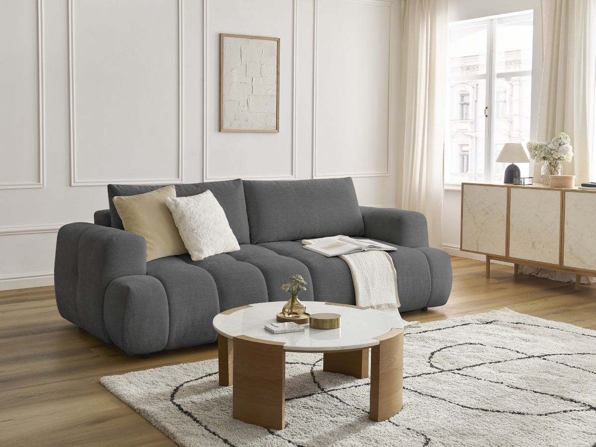 Canapé droit convertible 3 places FUJI tissu lisse