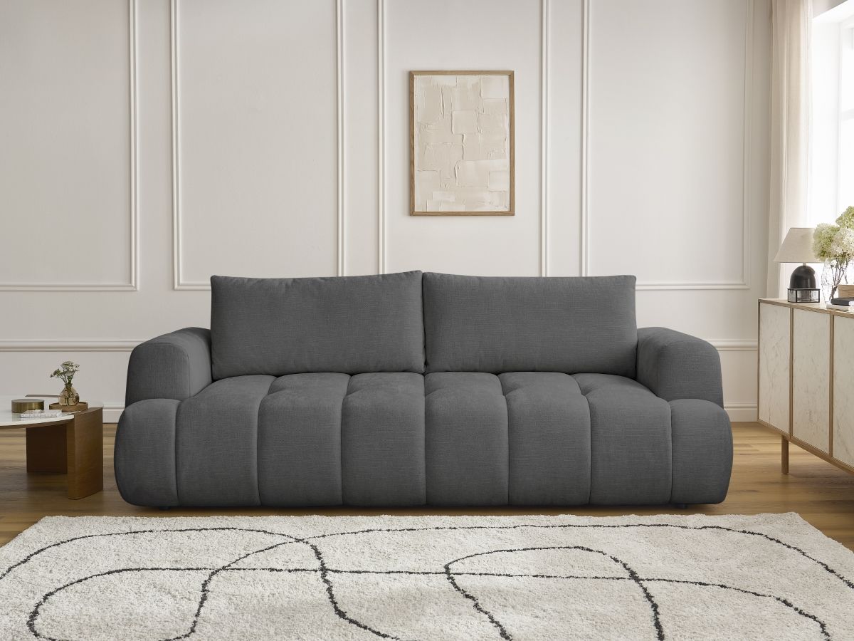 Canapé droit convertible 3 places FUJI lisse gris foncé — vue 5