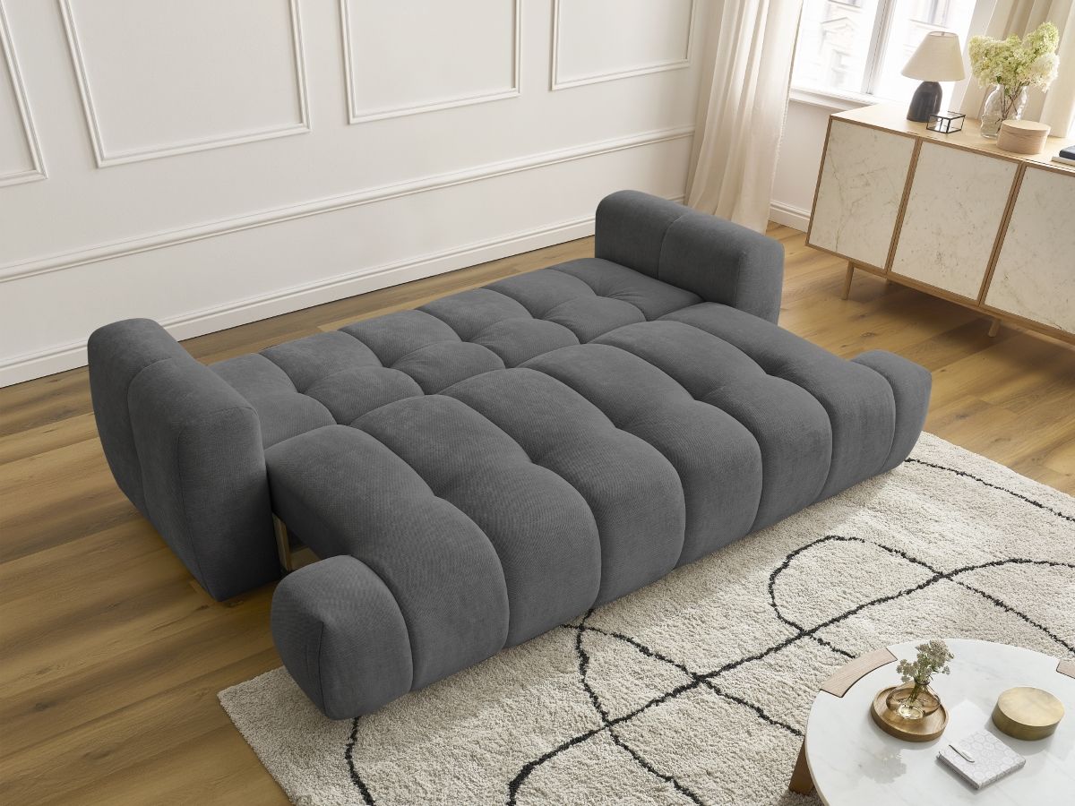 Canapé droit convertible 3 places FUJI tissu lisse