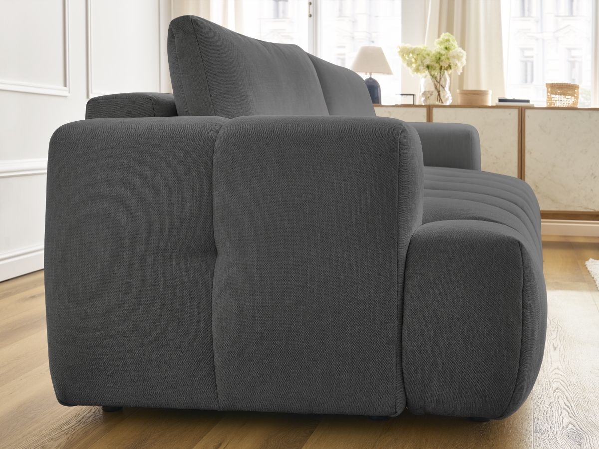 Canapé droit convertible 3 places FUJI tissu lisse