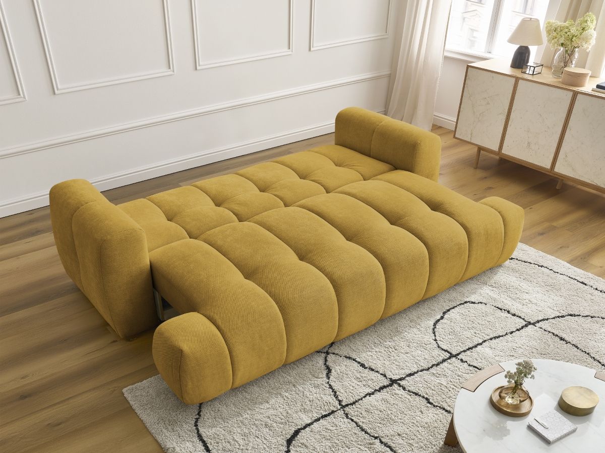 Canapé d'angle fixe EVEREST tissu chiné - Orange - Angle droit - 10 coussins