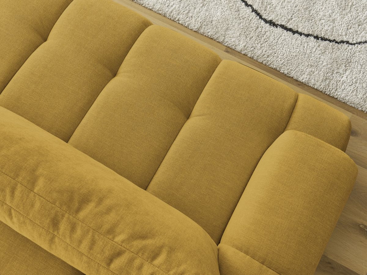Canapé d'angle fixe EVEREST tissu chiné - Orange - Angle droit - 10 coussins