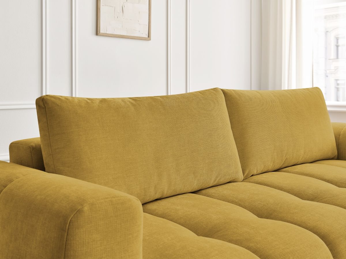 Canapé d'angle fixe EVEREST tissu chiné - Orange - Angle droit - 10 coussins