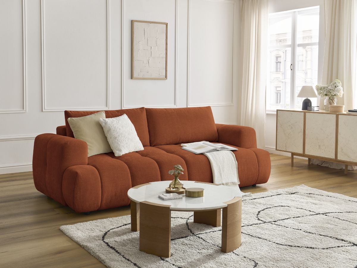 Canapé droit convertible 3 places FUJI tissu lisse