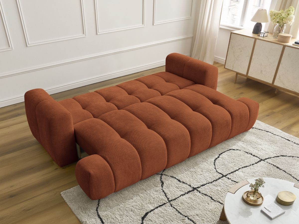 Canapé droit convertible 3 places FUJI tissu lisse