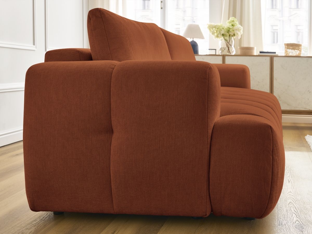 Canapé droit convertible 3 places FUJI tissu lisse