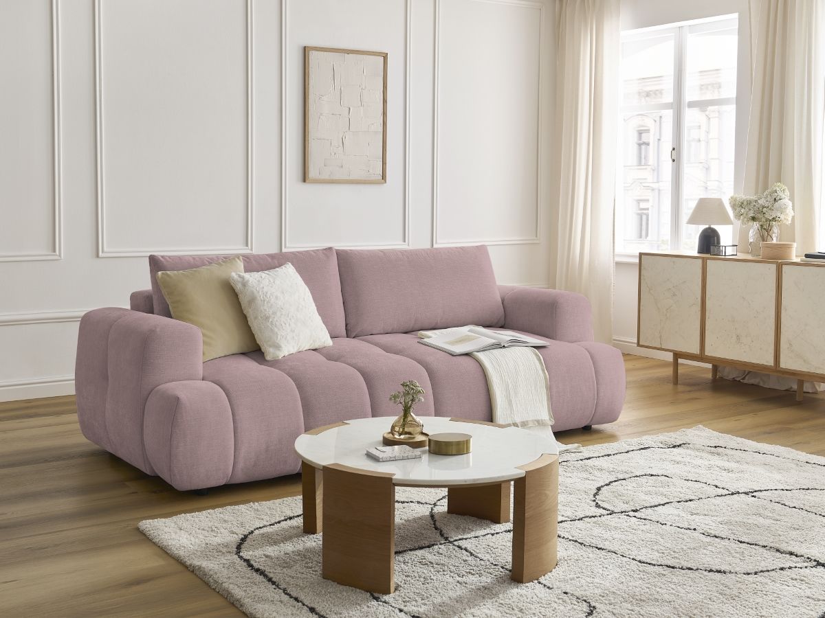 Canapé droit convertible 3 places FUJI tissu lisse