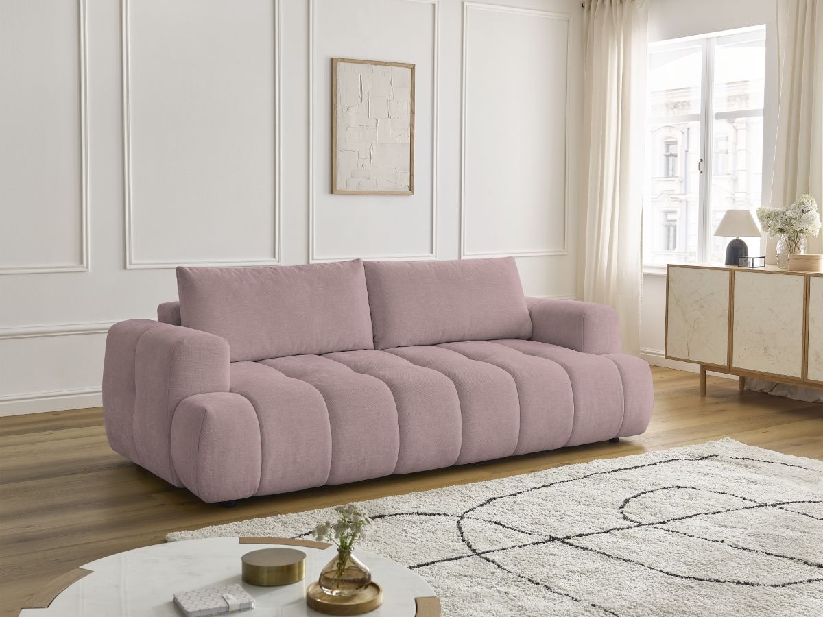 Canapé droit convertible 3 places FUJI tissu lisse