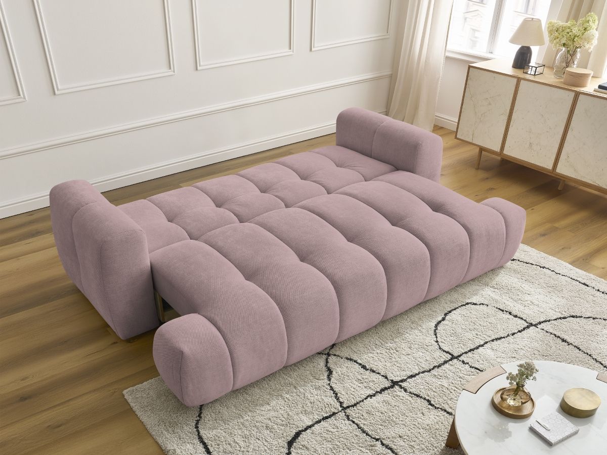 Canapé droit convertible 3 places FUJI tissu lisse