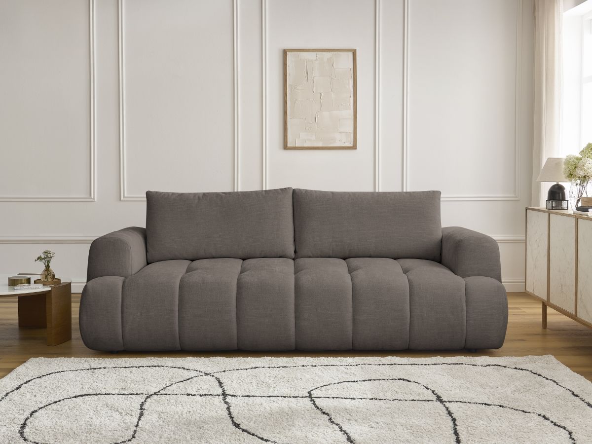 Canapé droit convertible 3 places FUJI lisse taupe — vue 5