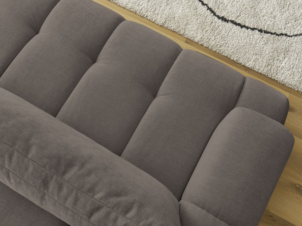 Canapé d'angle fixe EVEREST tissu chiné - Orange - Angle droit - 10 coussins