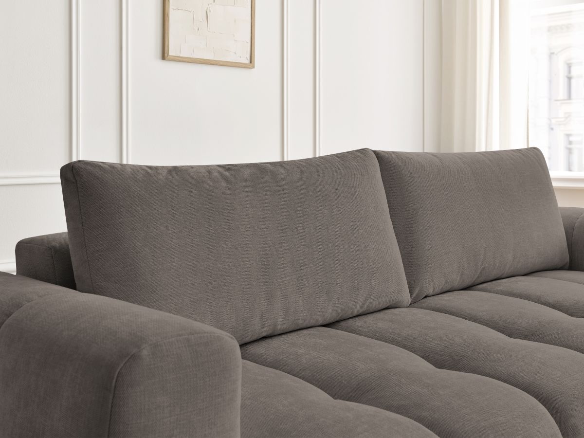 Canapé d'angle fixe EVEREST tissu chiné - Orange - Angle droit - 10 coussins