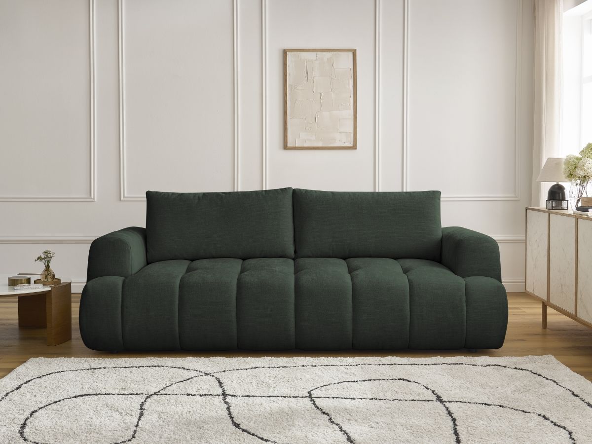 Canapé droit convertible 3 places FUJI lisse vert — vue 5