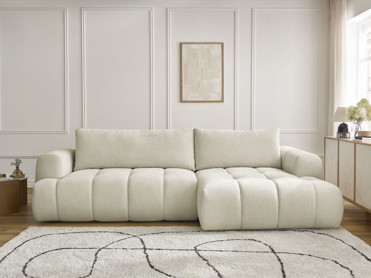 Canapé d'angle convertible FUJI tissu lisse