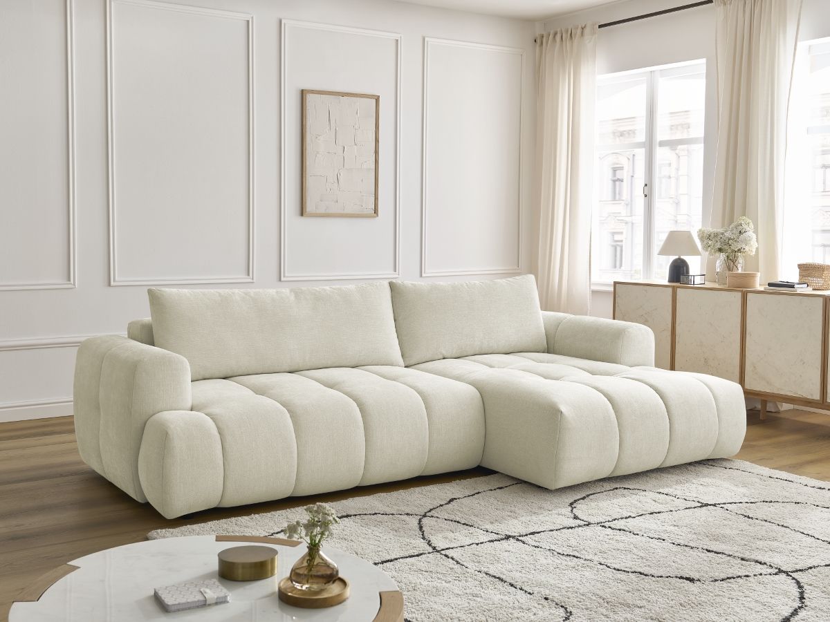 Canapé d'angle convertible FUJI lisse beige — vue 5