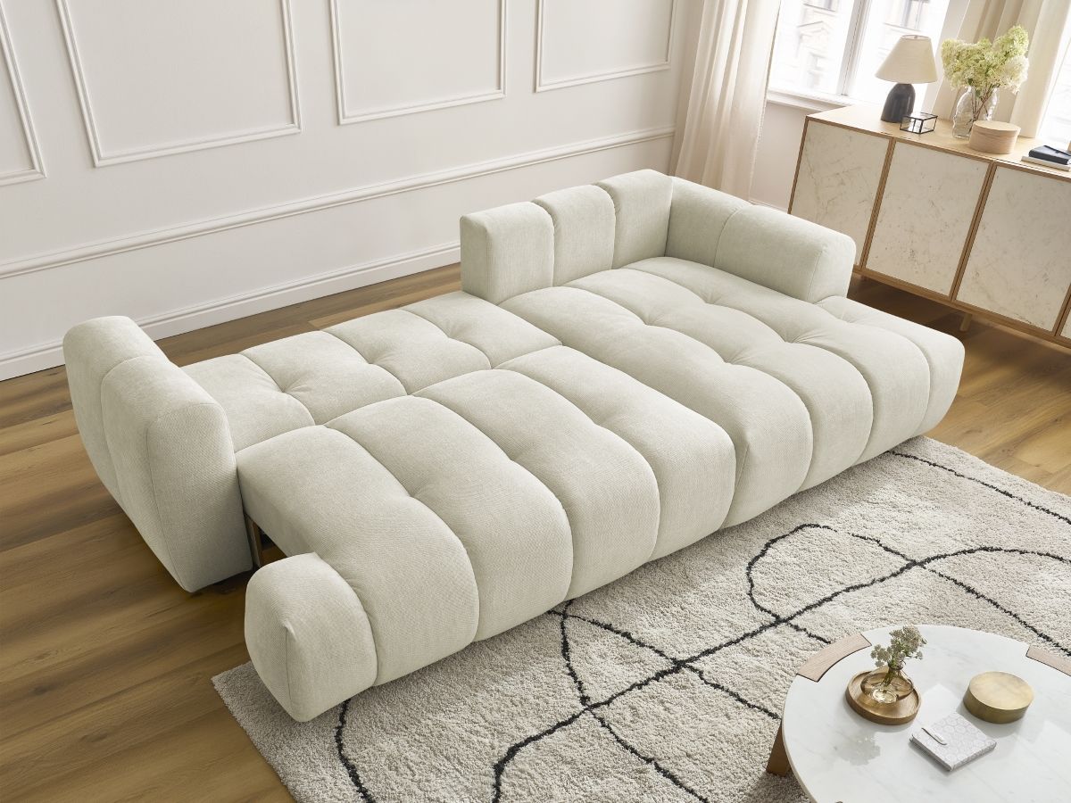 Canapé d'angle convertible FUJI tissu lisse