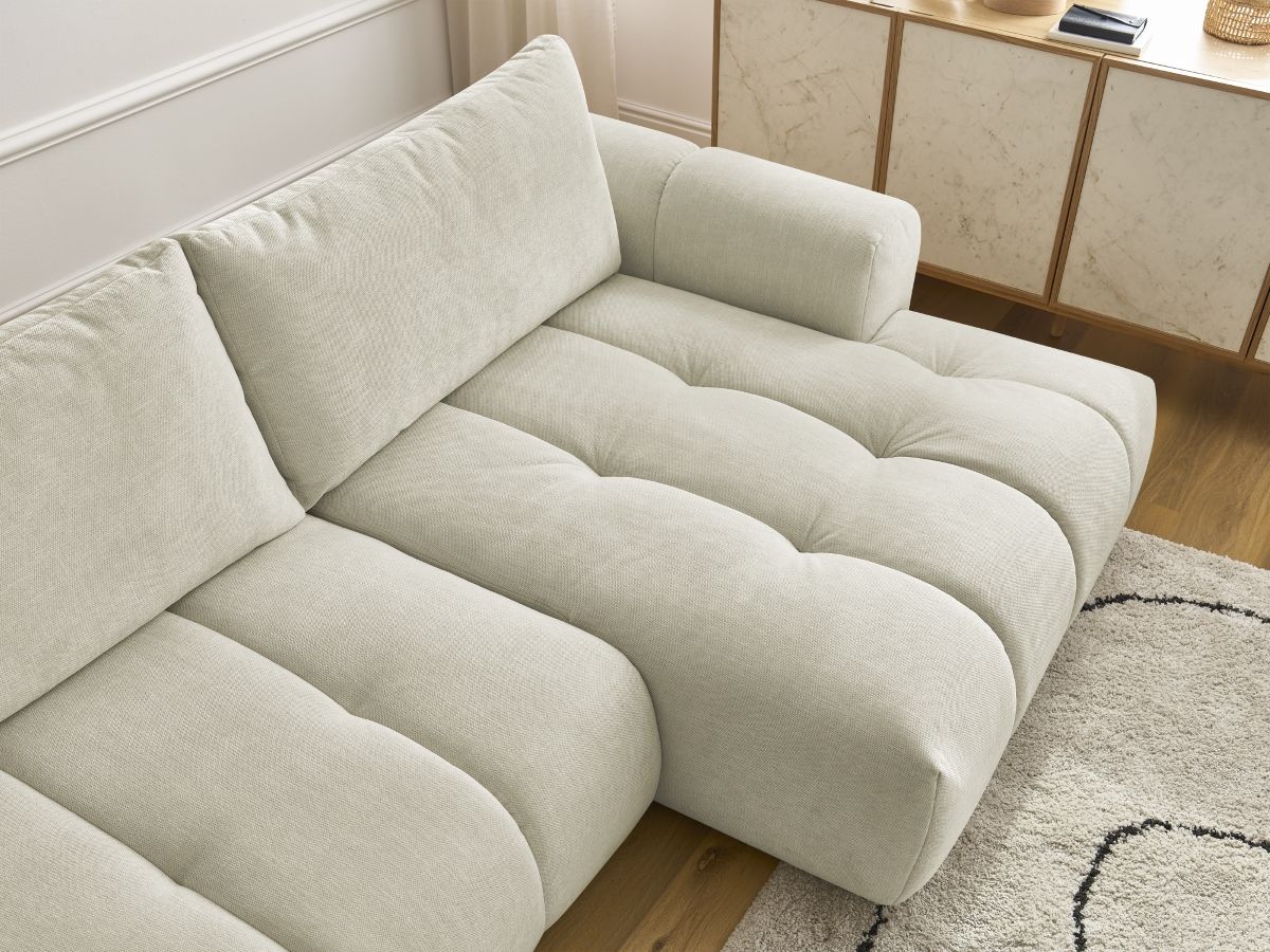 Canapé d'angle convertible FUJI tissu lisse