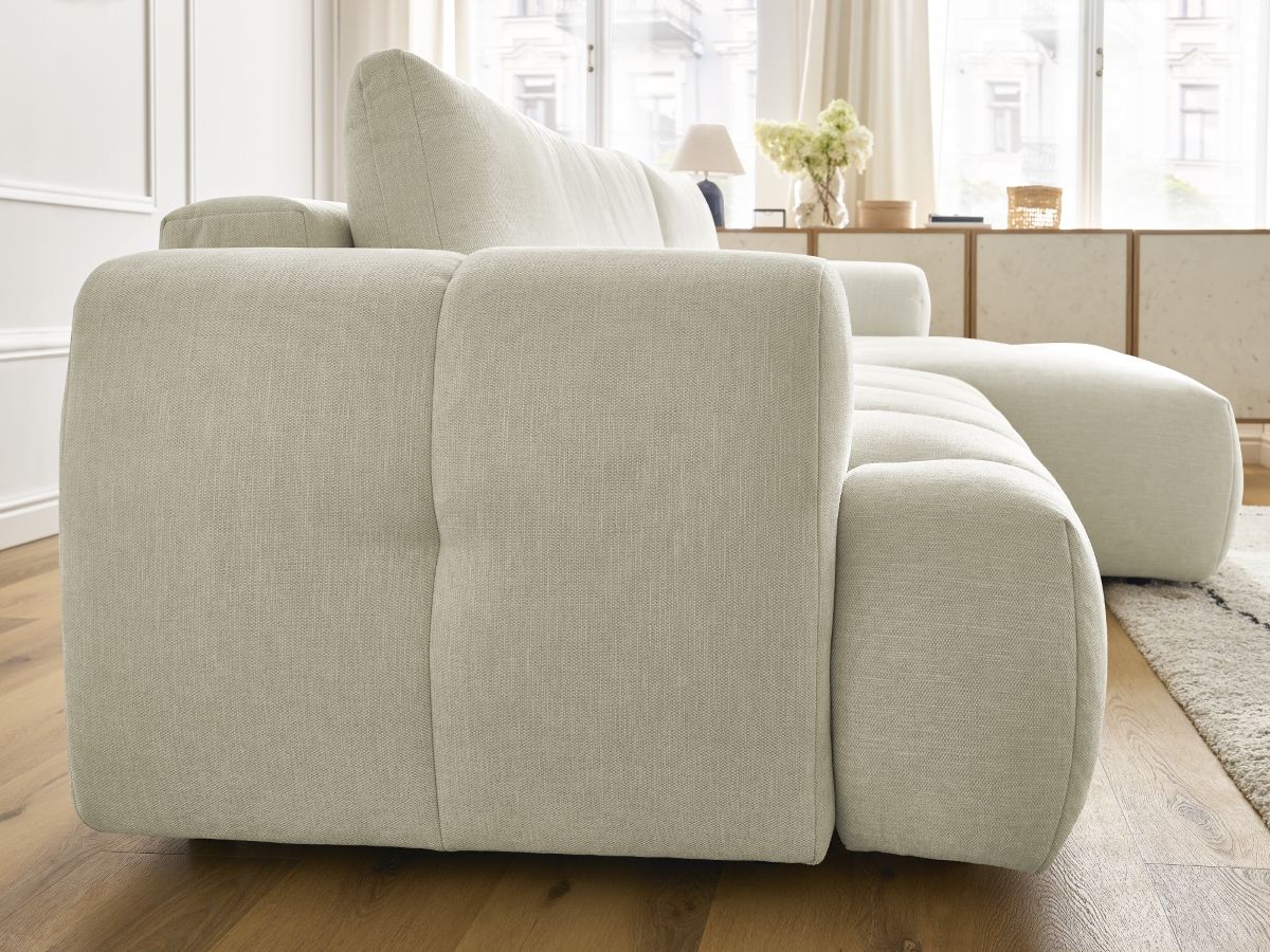 Canapé d'angle convertible FUJI tissu lisse