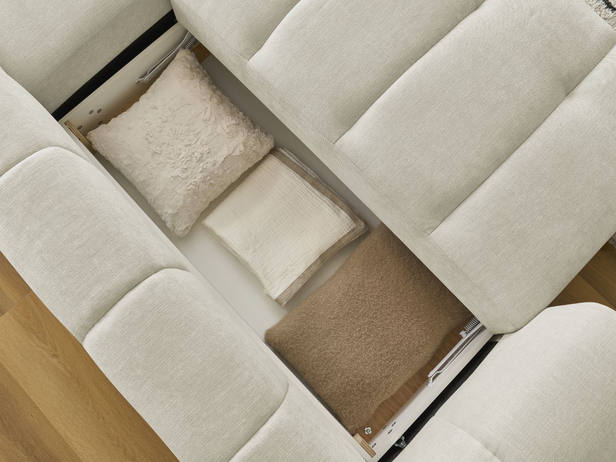 Canapé d'angle convertible FUJI tissu lisse