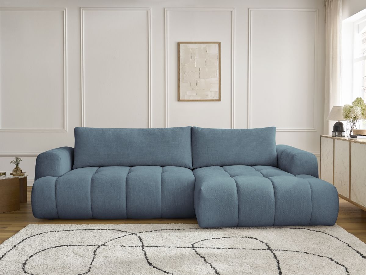 Canapé d'angle convertible FUJI tissu lisse