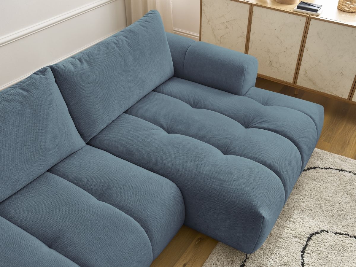 Canapé d'angle convertible FUJI tissu lisse