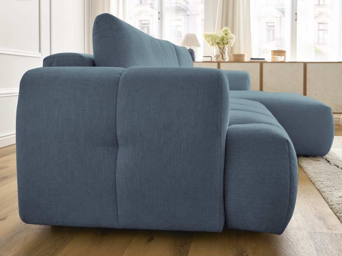 Canapé d'angle convertible FUJI tissu lisse