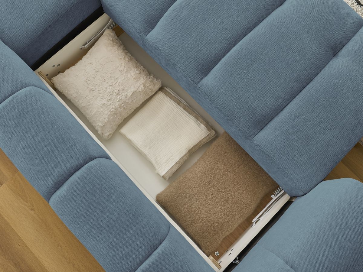 Canapé d'angle convertible FUJI tissu lisse