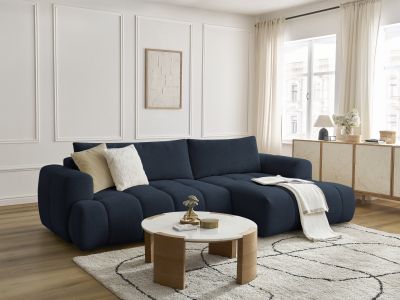 Canapé d'angle convertible FUJI tissu lisse