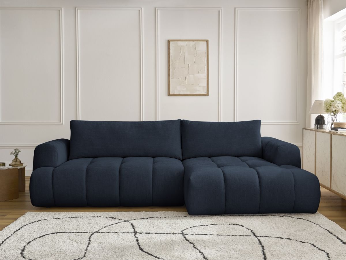 Canapé d'angle convertible FUJI tissu lisse