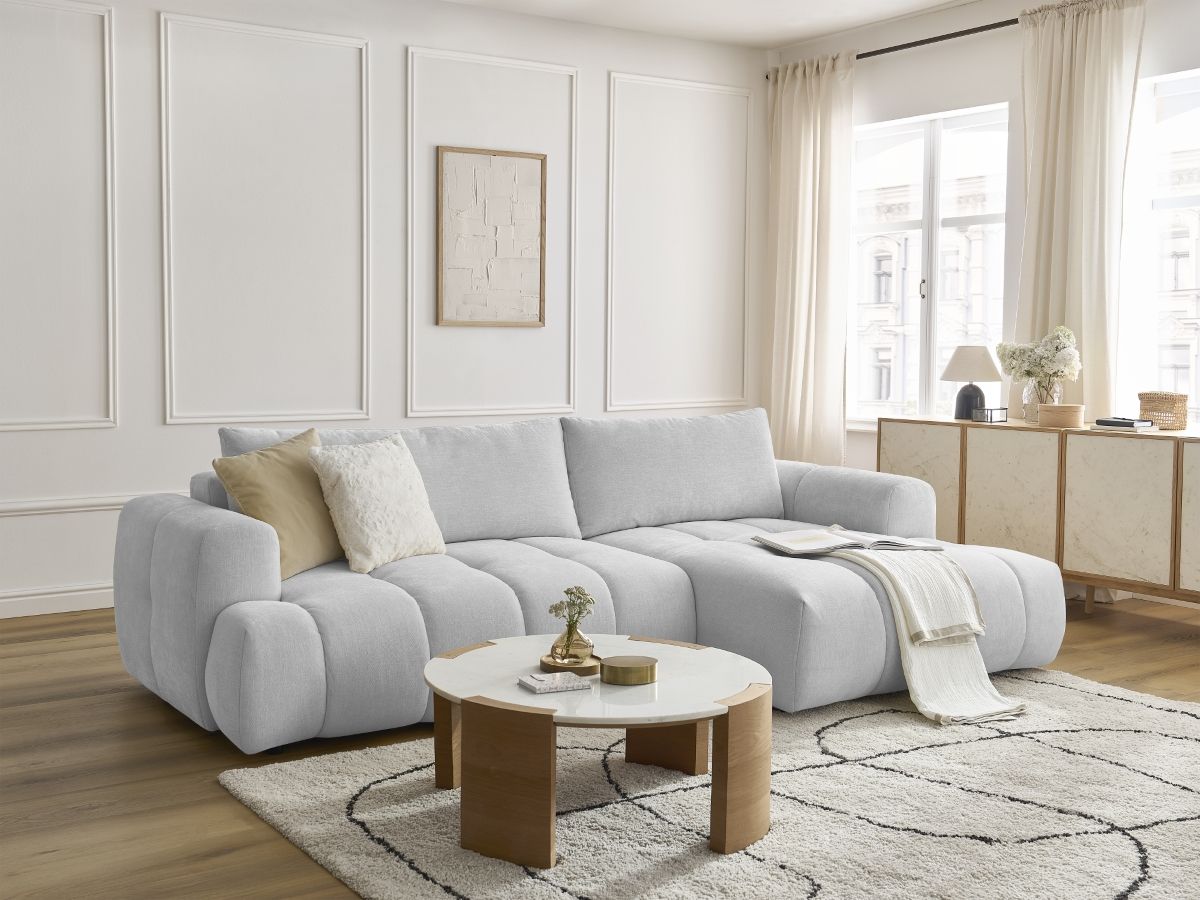 Canapé d'angle convertible FUJI tissu lisse