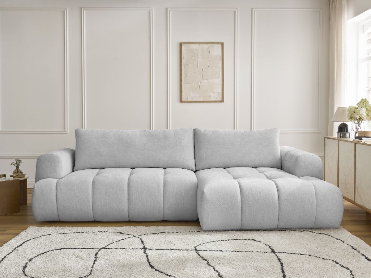 Canapé d'angle convertible FUJI tissu lisse