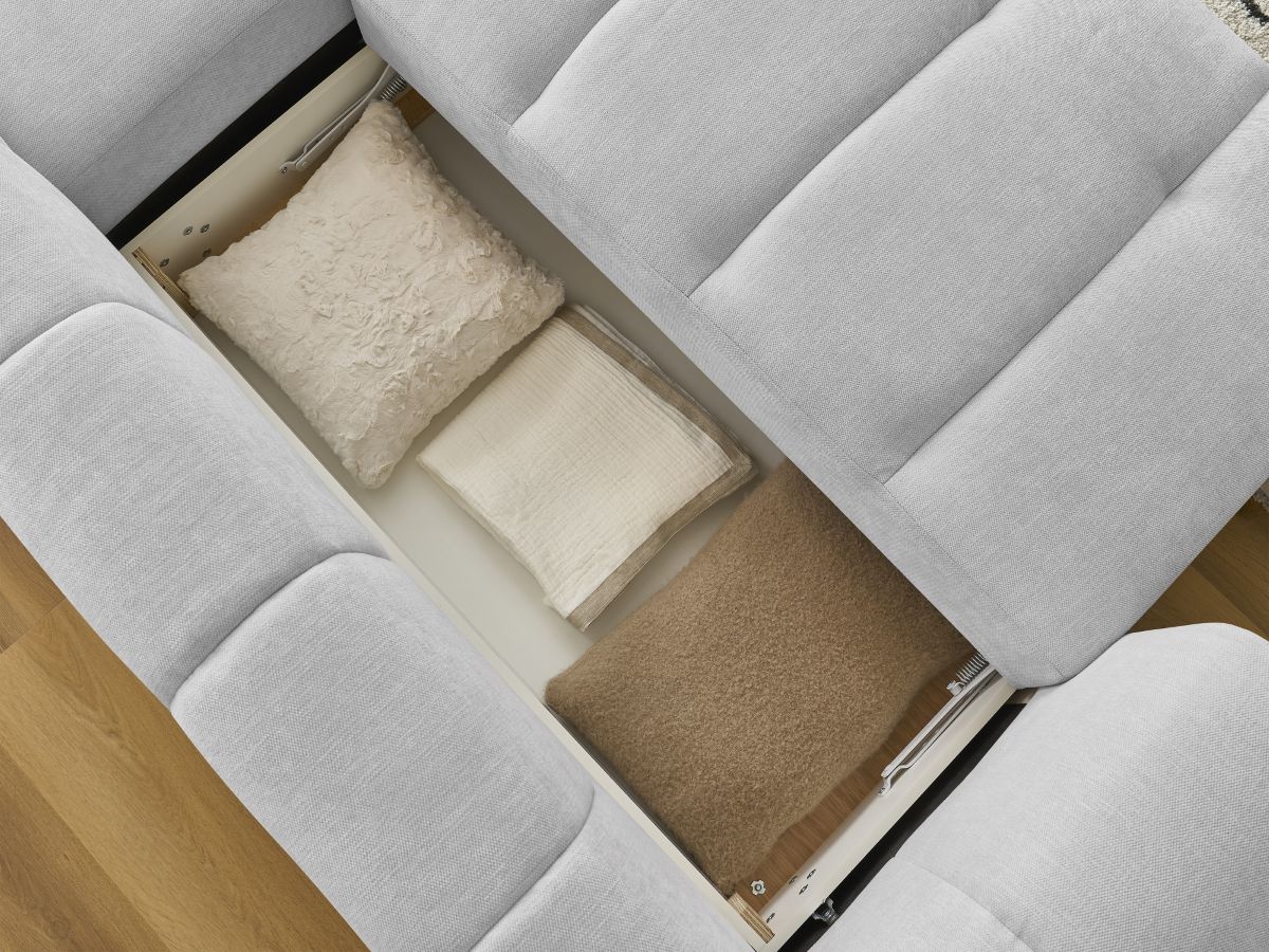 Canapé d'angle convertible FUJI tissu lisse