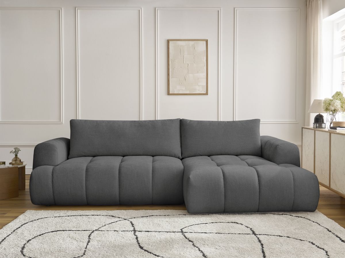 Canapé d'angle convertible FUJI tissu lisse