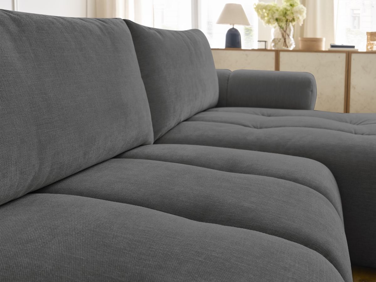 Canapé d'angle convertible FUJI tissu lisse