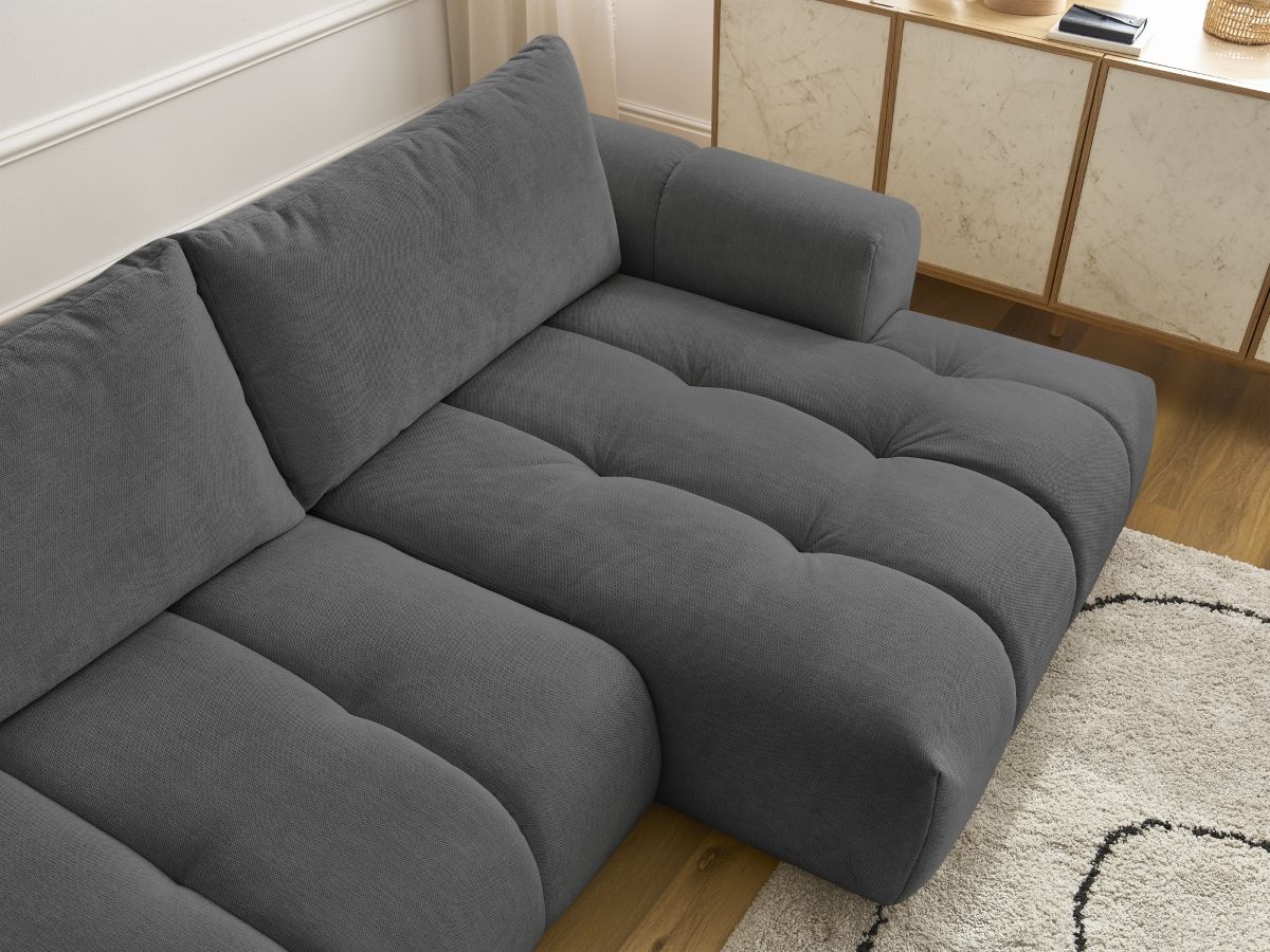 Canapé d'angle convertible FUJI tissu lisse