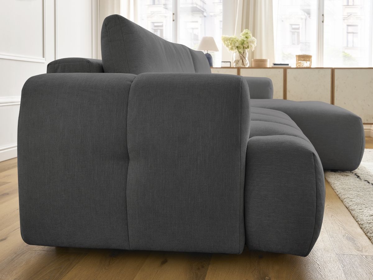 Canapé d'angle convertible FUJI tissu lisse