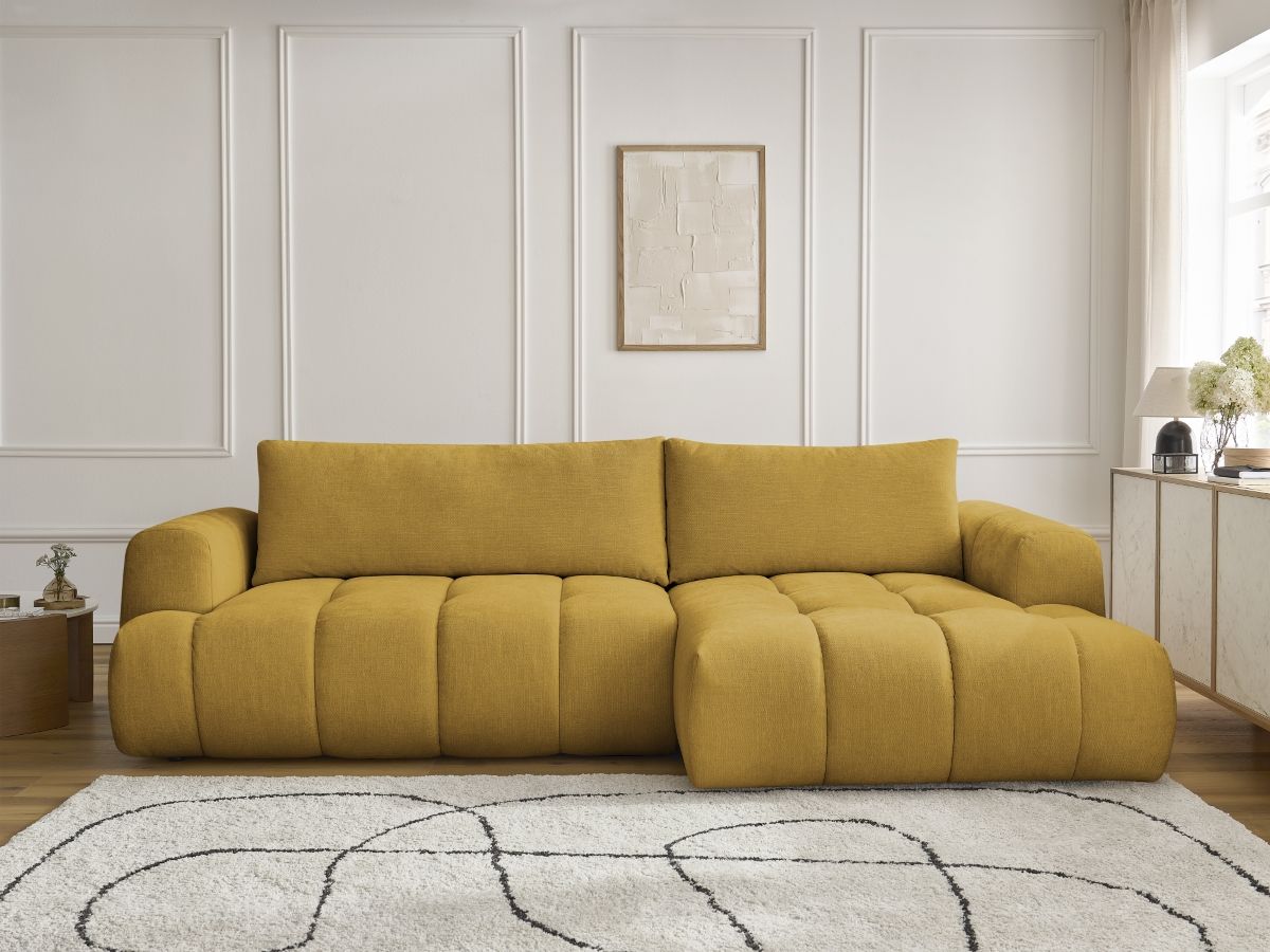 Canapé d'angle convertible FUJI tissu lisse