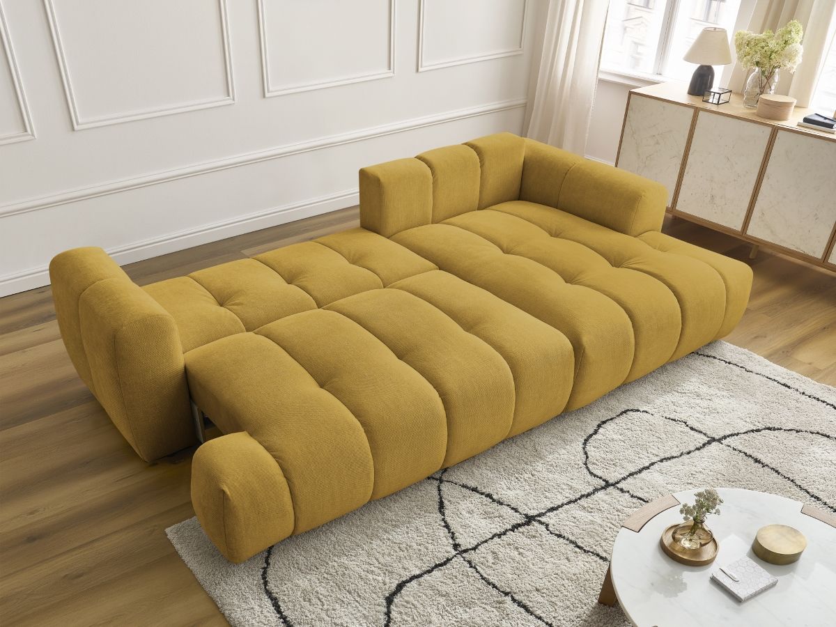 Canapé d'angle convertible FUJI tissu lisse