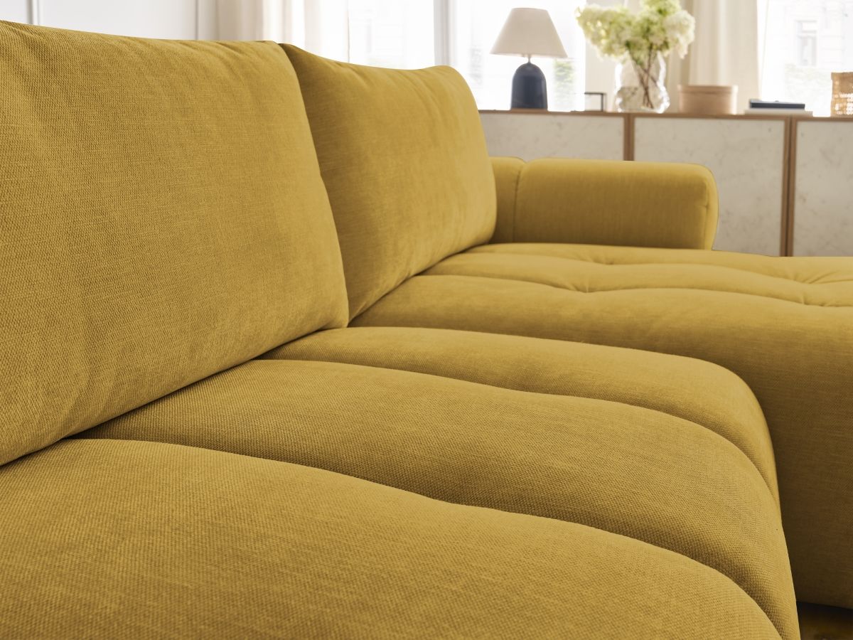 Canapé d'angle convertible FUJI tissu lisse