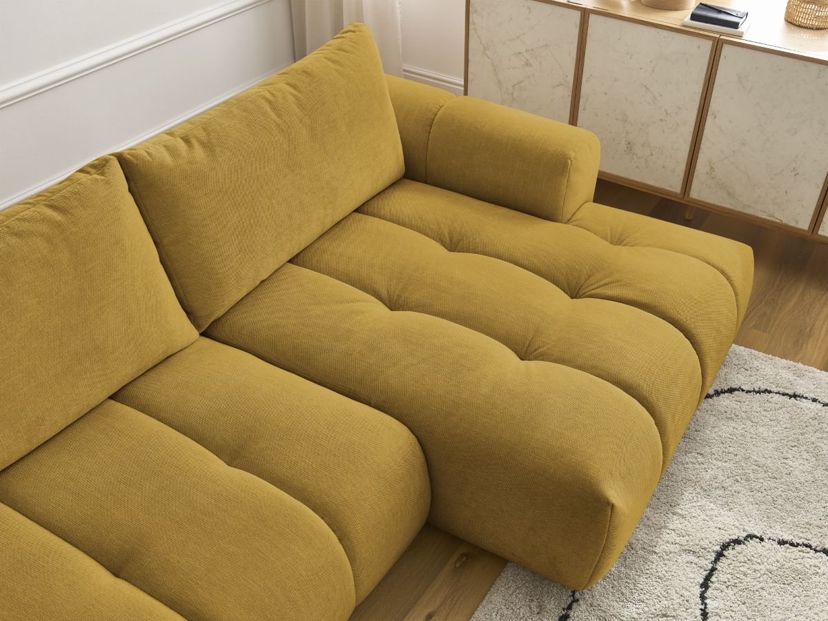 Canapé d'angle convertible FUJI tissu lisse