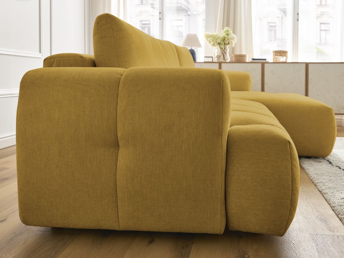 Canapé d'angle convertible FUJI tissu lisse