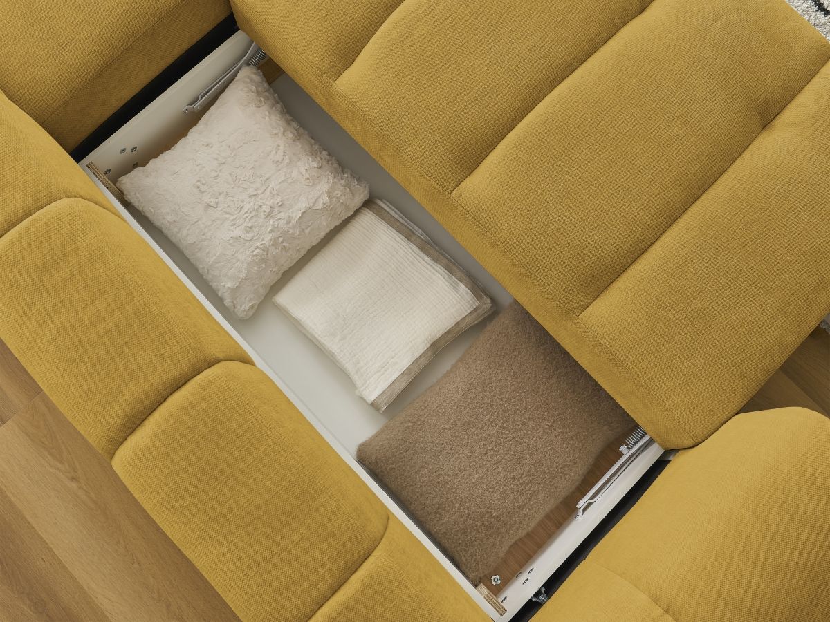 Canapé d'angle convertible FUJI tissu lisse