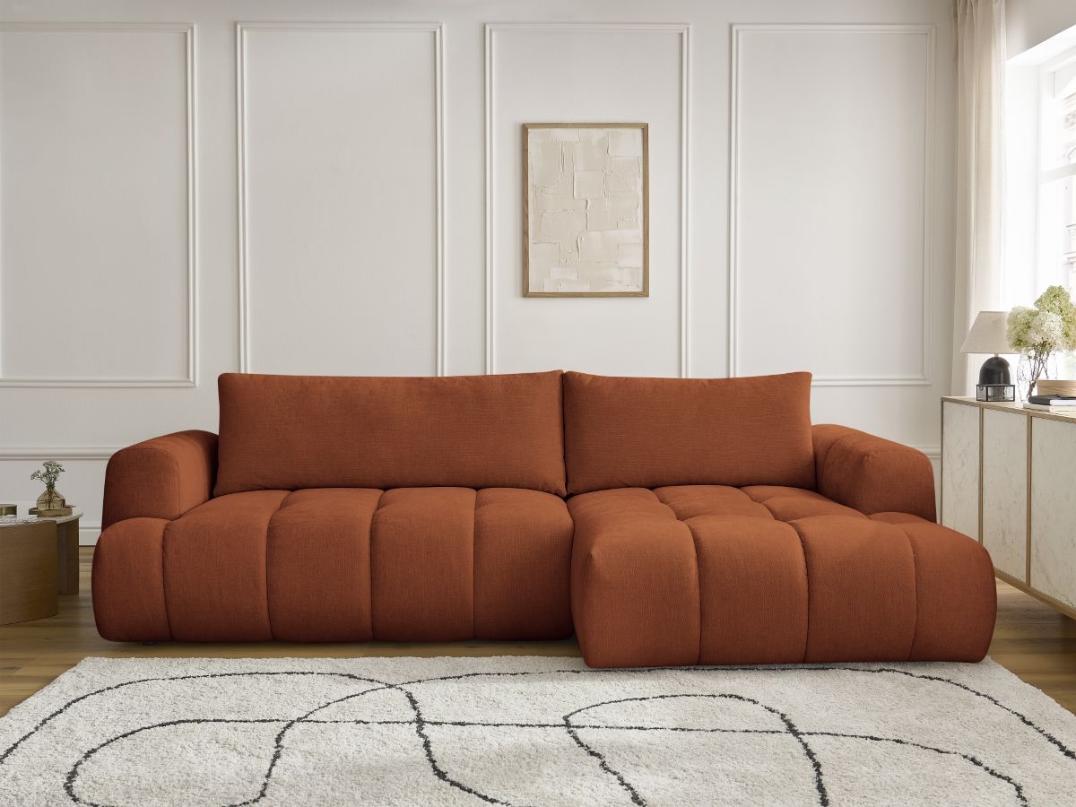 Canapé d'angle convertible FUJI tissu lisse