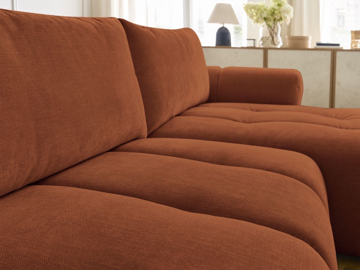 Canapé d'angle convertible FUJI tissu lisse