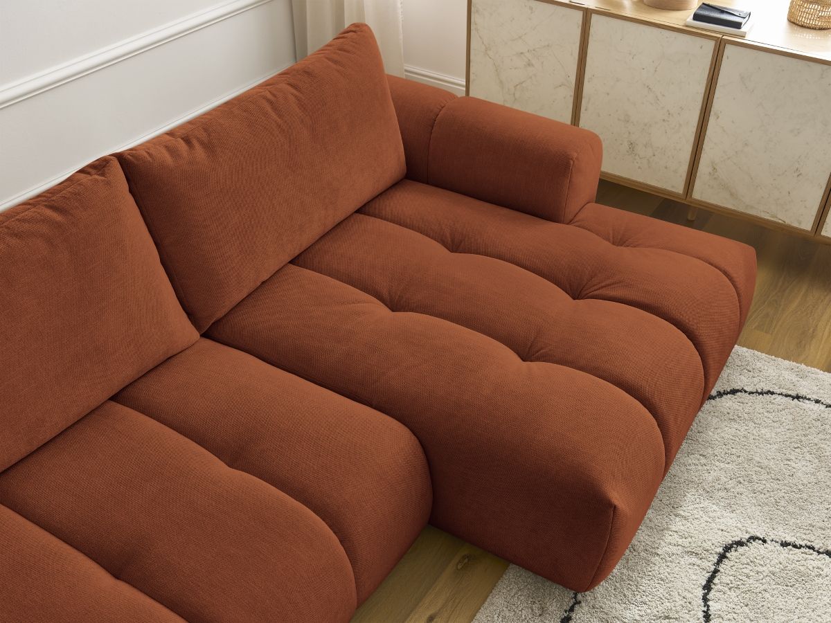 Canapé d'angle convertible FUJI tissu lisse