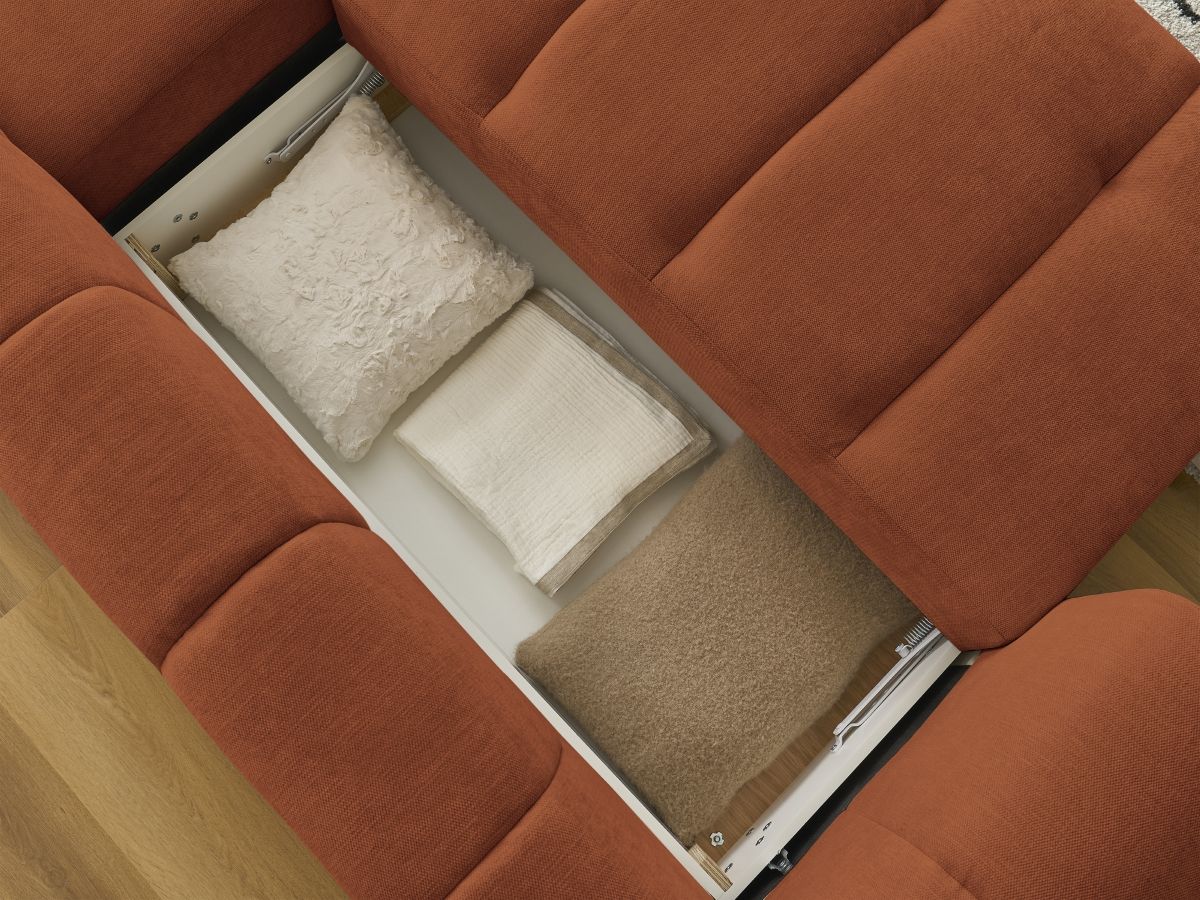 Canapé d'angle convertible FUJI tissu lisse