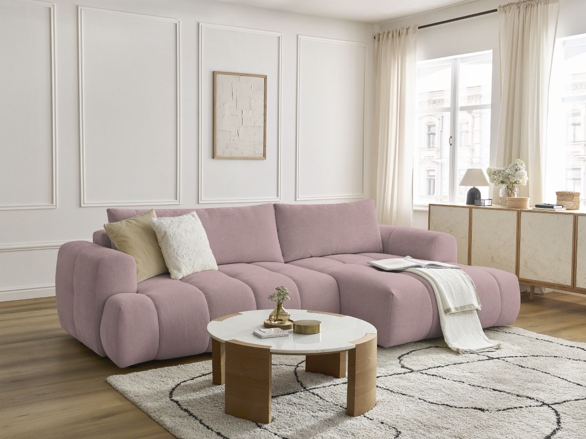 Canapé d'angle convertible FUJI tissu lisse